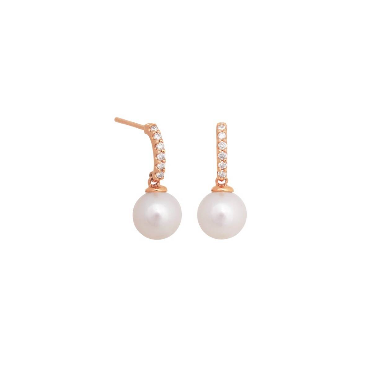 Pearl Rose Gold Diamond Drop Earrings