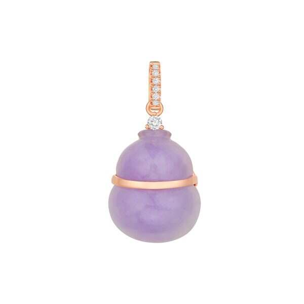 Lavender Jade Rose Gold Diamond Pendant